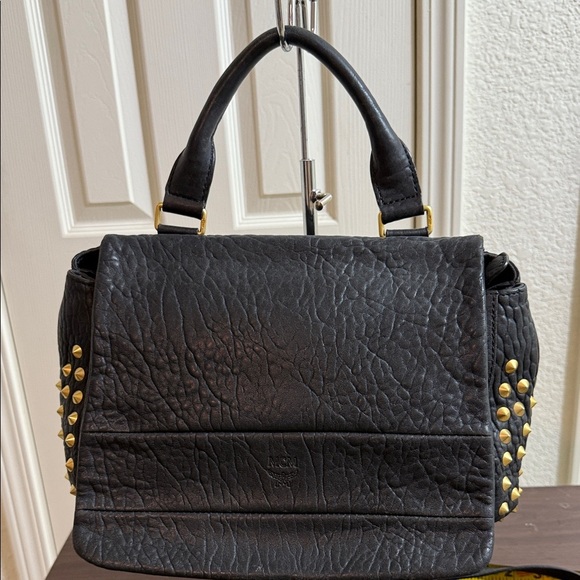 MCM Crossbody Bag with gold studs top handle - Picture 1 of 7